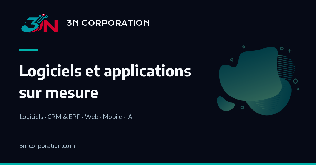 Logiciels et applications sur mesure sur un visuel aux couleurs de 3N.
