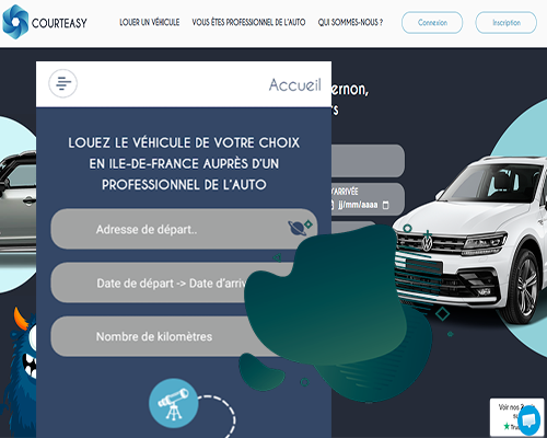 COURTEASY, Mise en relation et location d’automobiles de courtoisie entre garages et particuliers.
